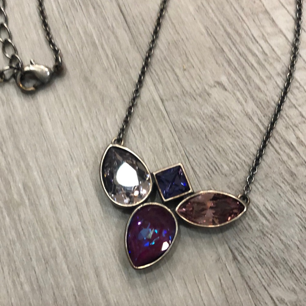 Rare Touchstone Crystal Fuchsia, Purple, and Pink Statement Necklace